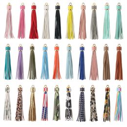5/10pcs Metal Ring Faux Leather Tassel Bulk Coloured Pendants Crafts For Keychains Jewellery Making Phone Fringe Trim Accessories