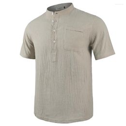 Men's T Shirts Men Casual Cotton Linen T-Shirt Pure Colour For Streetwear Beach Tops Tees Breathable Short Sleeve Shirt Vintage