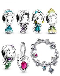 Fits P Bracelets 20pcs Charms Beads Silver Charms Princess Mermaid Pendant Bead For Women Diy European Necklace Jewelry4129786