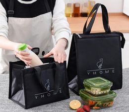 Storage Bags Fashion Black Thermal Lunch Bag For Men Picnic Travel Waterproof Breakfast Container Ice Pack2741483