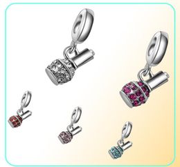 Whole 20pcs lot Fashion Rhinestone Nail Polish Bottle Design Silver plated Dangle DIY Charms fit European BraceletNecklace 9623360