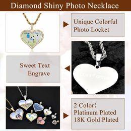 Personalised Customised Photo Heart Pendant Hip Hop Rock Jewellery 18K Gold Plating I Love You Memory Picture Necklace Pendant