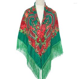 Scarves Square Shawl Flower Scarf For Women's Large-sized Hijab Retro Printed Tassels Warp Warm Autumn And Winter Cape Bufandas Poncho