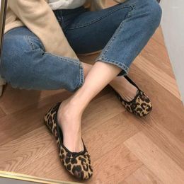 Casual Shoes Korean Designer Leopard Flats Women Square Toe Bowtie Ballet Famous Slip On Loafers Ladies Espadrilles Moccasins 341