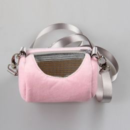 Small Pet Carrier Portable Hamster Travel Bag Squirrel Carrier Bag Breathable Cylinder Design Soft Pet Cage Mesh Carrier
