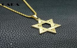 hip hop necklace Men039s High Quality SixPointed Jewish Star of David Pendant Necklace Stainless Steel gold 3mm 270390392019528