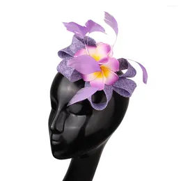 Berets Ladies Frangipani Decoration Chic Fascinator Hat Headwear Fashion Women Wedding Party Elegant Fascinators Feather Hair Accessory