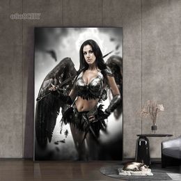 Sexy Woman Angel Warrior Angel Wings Canvas Posters and Prints Modern Wall Art Painting Wall Art Picture for Home Decor Mural