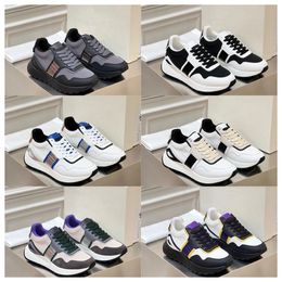 2024 top Luxury Multi material patchwork of cowhide with contrasting colors men women thick soled lace up black sports fashionable and versatile casual shoes