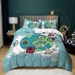 Bedding Sets Duvet Cover Set Global Village Earth Surface Comforter Quilt & Pillowcase For Kid Boy Girl Bedroom