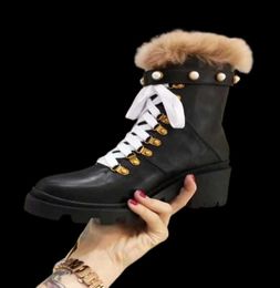 Nuovo arrivo Womens Winter Sonw Ankle Martin Booties Wool Pearl High 6cm 100 Avvio vera in pelle Dimensione 35402375988