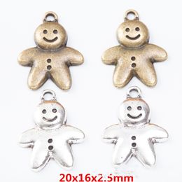 25pcs Vintage Zinc Alloy Charms Christmas Biscuit Man Pendants For Jewellery Necklace Bracelet Earrings Accessories Finding Making