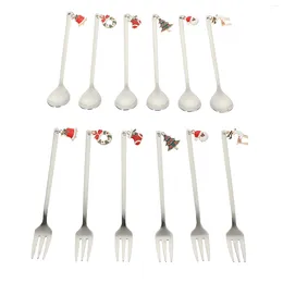 Spoons 1 Set Of Exquisite Dessert Forks Kit Christmas Designed Scoops For Home