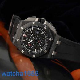 AP Wrist Watch Montre Royal Oak Offshore Series Automatic Mechanical Mens Watch Forged Carbon 44mm Time Display Ceramic Ring Tape Waterproof Night Light 26400