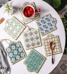 Ly Moroccan Ceramic Trivet Pot Holder NonSkid Heat Insulation Pad Mug Cork Mat Bowl Coasters VA8 Mats Pads18629825618225