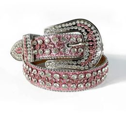 Custom Made Western Rhinestone Belt Cowgirl Bling Bling Crystal Studded Leather Belt Pin Buckle For Women4547537