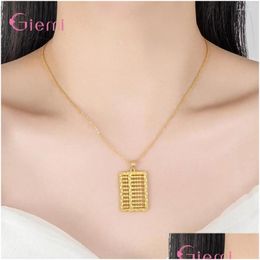 Pendant Necklaces 925 Sterling Sier Yellow Gold Color Without Chain For Children Teenager Metallic Abacus Design Jewelry Gift Drop Del Otrtg