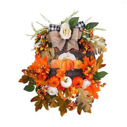 Decorative Flowers Harvest Fall Wreath Pumpkin Realistic Autumn Front Door Garland For Thanksgiving Wall Party Festival