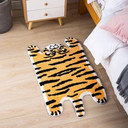 Carpets Cartoon Tiger Styling Flocking Household Living Room Bedroom Bedside Foot Mat Toilet Bathroom Absorbent Non-slip Carpet