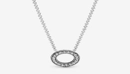 100 925 Sterling Silver Logo Pave Circle Collier Necklace Fashion Women Wedding Egagement Jewellery Accessories2049861