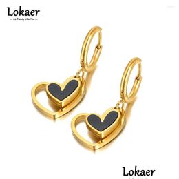 Hoop Huggie Earrings Fashion Titanium Stainless Steel Double Heart Birthday Gold Plated Acrylic For Women Girls E22102 Drop Delivery J Otlge