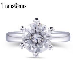 Transgems Classic Moissanite Engagement Ring For Women Center 1ct 2ct 3ct 4ct F Color Moissanite Solid 14k White Gold Ring Y1906121014847