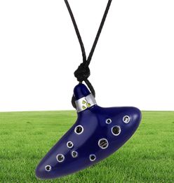 New Legend of Zelda Ocarina Necklace Blue Green red Enamel Musical Instruments Ocarina Shape Pendant Chains Fashion Jewellery KKA8137831578