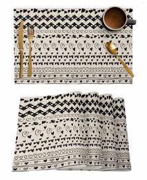 Table Mats 4/6 Pcs Love Simple Bohemian Kitchen Placemat Dining Decor Mat Home Coffee Tea Pad Cup