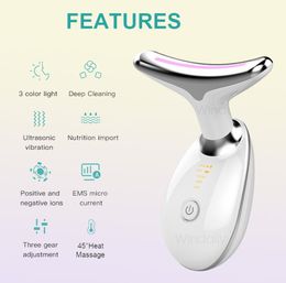 Face Care Devices Neck Beauty Device LED Pon Therapy Skin Tighten Reduce Double Chin Anti Wrinkle Remove Lifting Massager Tools 224936326
