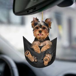 1PCS Funny Car Rearview Mirror Cute Pocket Pendant Hanging Puppy Colourful Dog Ornament Accessories Home