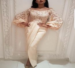 Plus Size Muslim Evening Dresses v neck 2019 Mermaid Long Sleeves Lace Slit Islamic Dubai S Arabic Long Evening Gown Prom Dres6837810