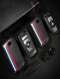 Carbon Fibre Leather Car Key Case Cover for Bmw E90 F30 F34 F10 E70 E71 X1 X3 X4 X5 X6 1 2 3 4 5 6 7 Serie Key Holder Wallet Bag1906711