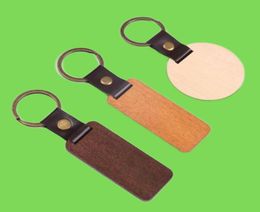 Leather Beech Wood Carving Keychains DIY Engraved Wood Keychain Key Rings for Men WOmen Birthday Party Anniversary Gift1603669