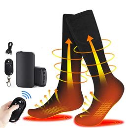 Socks Winter Electric Heated Socks USB Rechargeable Remote Control Outdoor Thermal Socks 3 Temperatures Adjustment Heating Socks