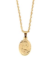 Gold Plated Oval Mohammed Allah Name Pendant Necklaces Islam Jewelry Arab Muslim Middle Eastern EID Ramadan Necklace3475471