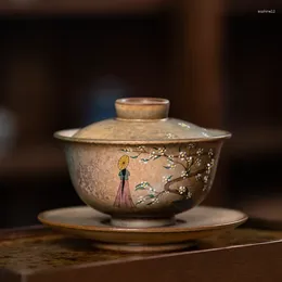 Teaware Sets Handmade Ru Ware Natural Crack Gaiwan Jingdezhen Porcelain Tea Set Household Brewing Bowl Cup