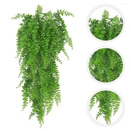 Decorative Flowers 2 Pcs Artificial Green Plants Wall Fake Hanging Greenery Spring Decorations Leaves Plastic