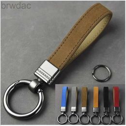 Key Rings Luxury Genuine Leather Keychain Top-end Business Gift For Man Good Quality Black Brown Real Leather Car Key Keyholder Key Chain 240412