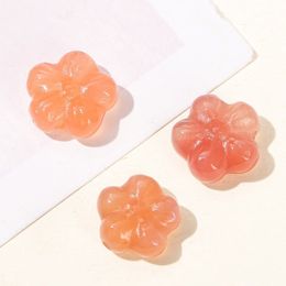 1Pc Natural Stone Salt Source Agate Flower Shape Carved Beads With Hole Charms For Jewellery Making Diy Bracelet Necklace Pendant