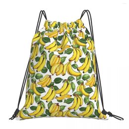 Backpack Banana Tile Backpacks Casual Portable Drawstring Bags Bundle Pocket Sports Bag BookBag For Travel Students
