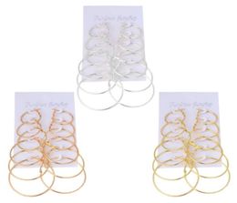 6Pairsset Vintage Dangle Ring Big Circle Hoop Earrings Women Steampunk Ear Clip6732792