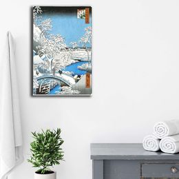 Canvas Painting Wall Painting Printing Snow Scene Bridge Contemporary Living Room Bedroom Office Modern Decorative Art