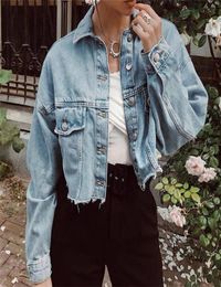 Spring Autumn Denim Women Long Sleeve Boyfriend Style Casual Be Jean Jacket Lady Vintage Button Crop Top Coat Y2010128905098