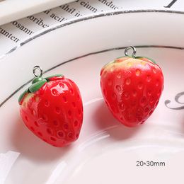 3D Fruit Pendant Charm Resin Strawberry Shape Pendant For DIY Jewelry Making Earring Necklace Keychains Accessories