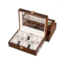 Watch Boxes Wood 6 10 12 Slots High Class Box Storage Case Collection Display Of Organization Table Cassette Sunroof Luxury