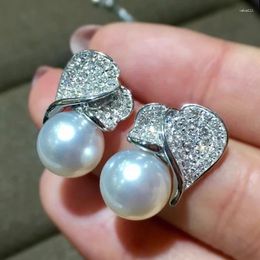 Stud Earrings CAOSHI Graceful Simulated Pearl For Women Bridal Wedding Jewellery With Brilliant Zirconia Silver Colour Accessories