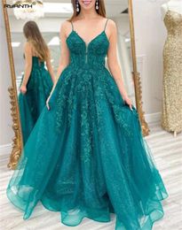 Party Dresses Peacock Sleeveless Lace Up V-Neck Appliques Prom Spaghetti Strap Elegant Women's For A Wedding Formal Ball Gowns