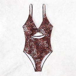 Women's Swimwear Leopard Swimsuit Sexy Print Bikini High Waist Hollow Out Monokini Tropical Women One-piece Brazilian Beach Bathing Suit