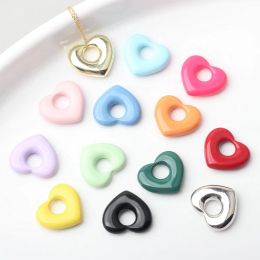 10pcs Alloy Candy Colour Heart Shape Charms Pendant Earring Necklace Bracelet Jewellery DIY Handmade Ornaments Accessories Gifts