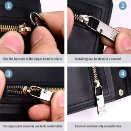 10 Pcs Detachable Zipper Puller Metal Zipper Head Repair Kits Universal Replacement For Luggage Purse Bags Clothes Zipper Slider